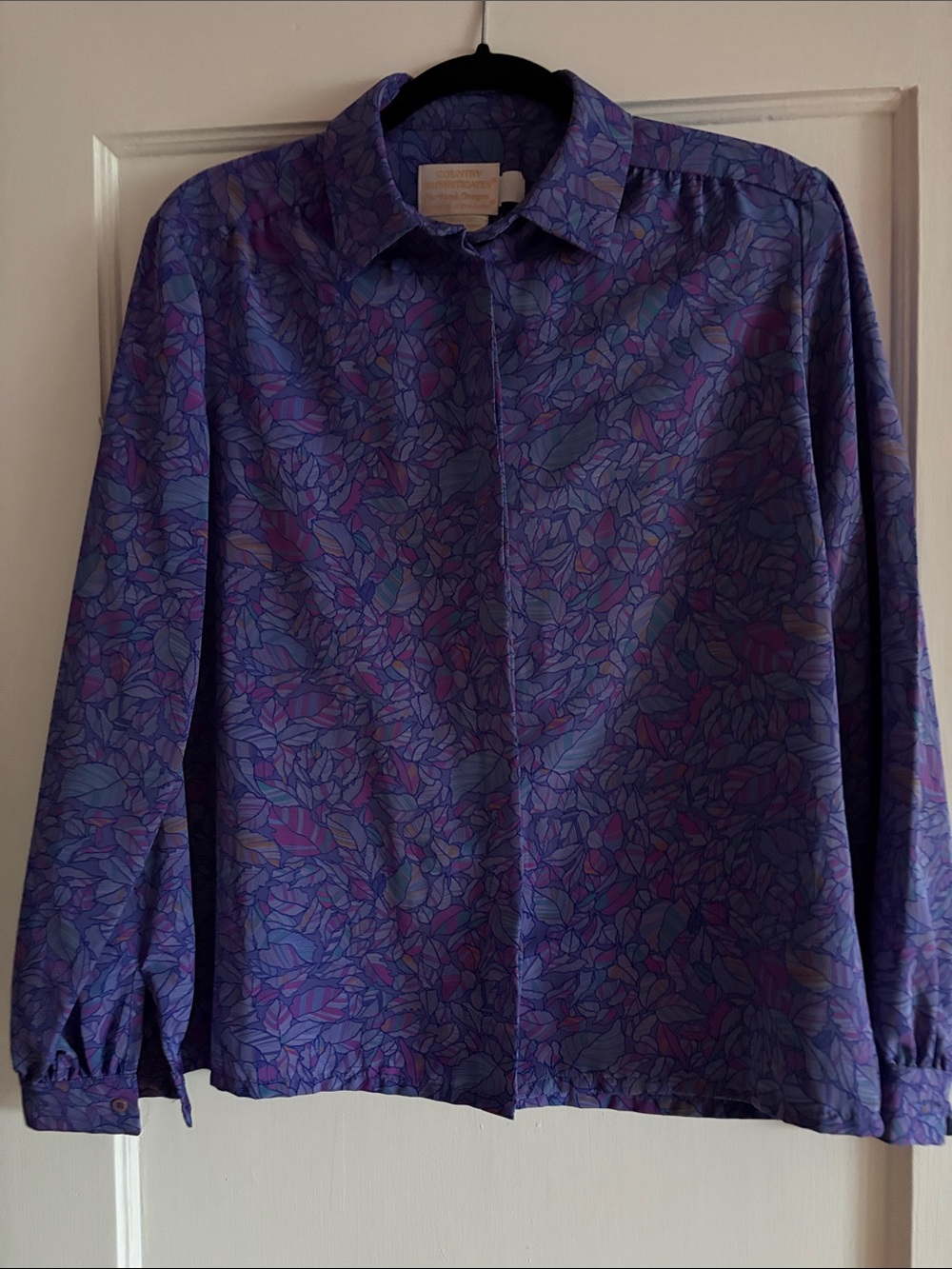 Woman’s Purple Patterned Long-Sleeve Blouse